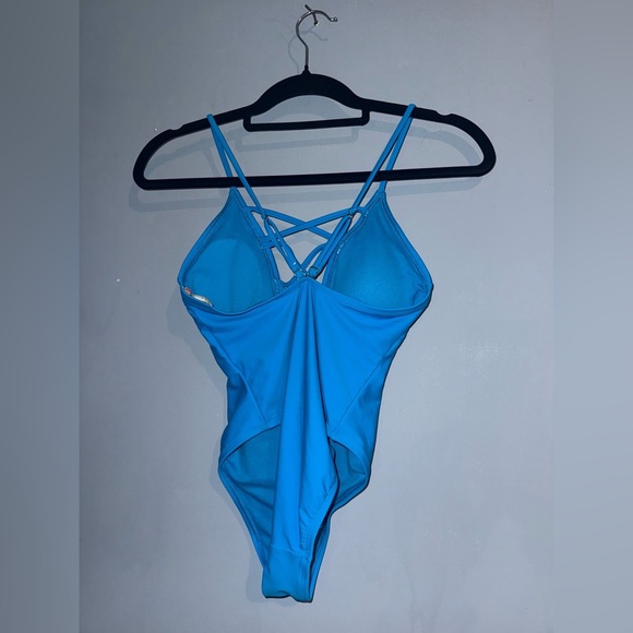 Gianni Bini Blue Floral One Piece Swimsuit - Picture 2 of 3